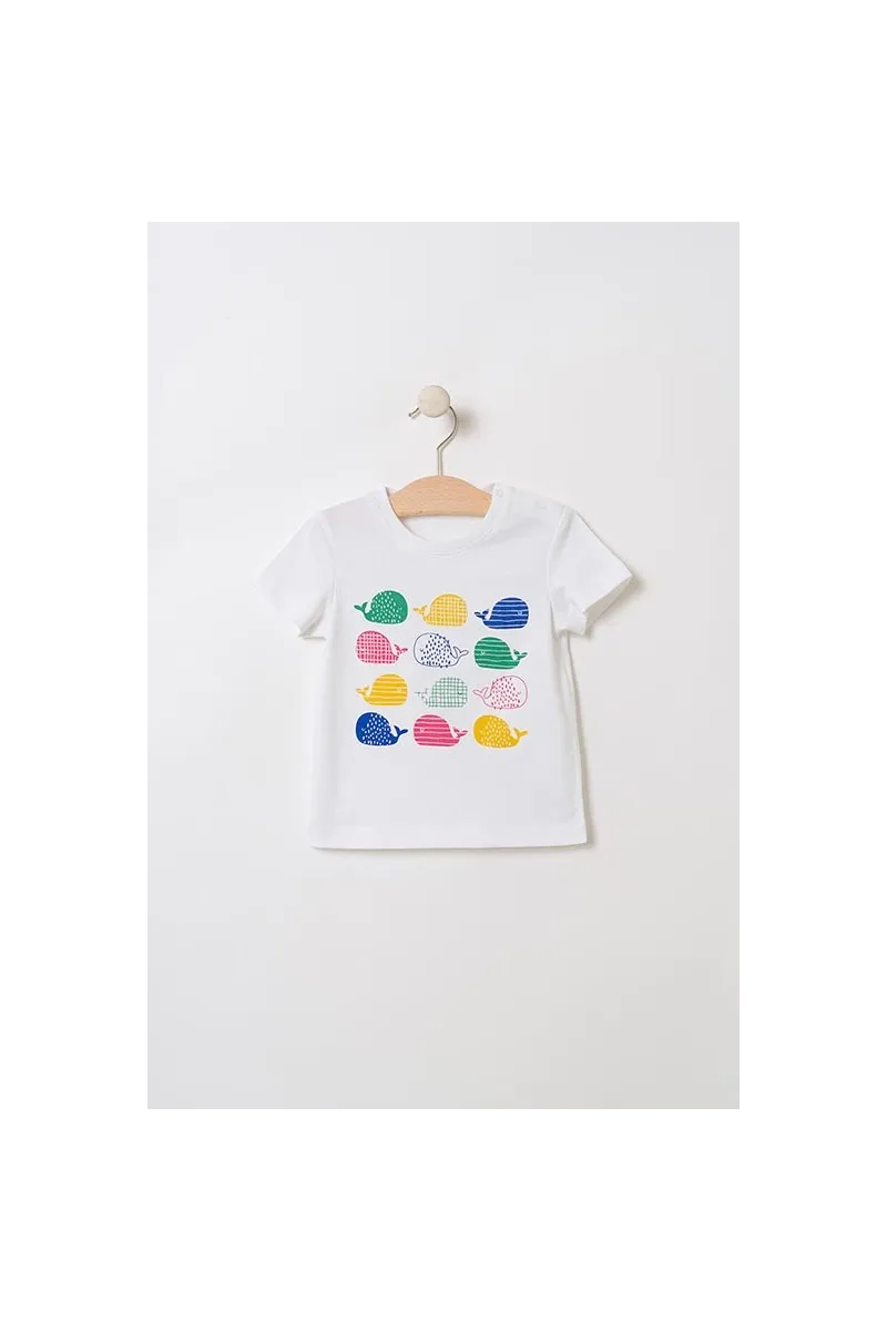 Camiseta Batela De Bebe Con Ballenitas De Colores